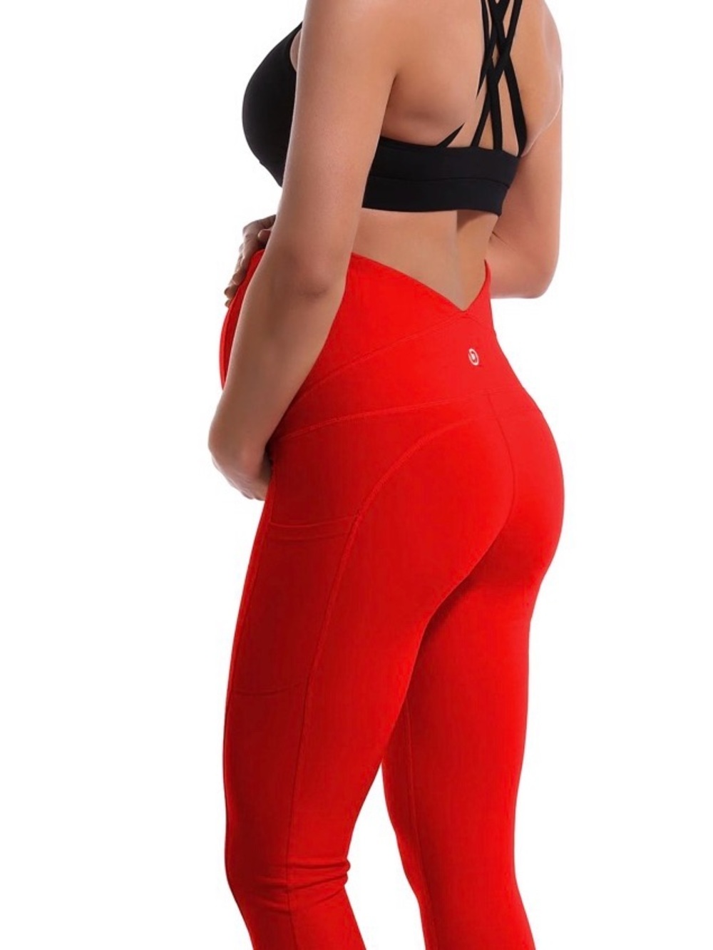 BUBBLELIME High-Waisted Red Maternity Leggings